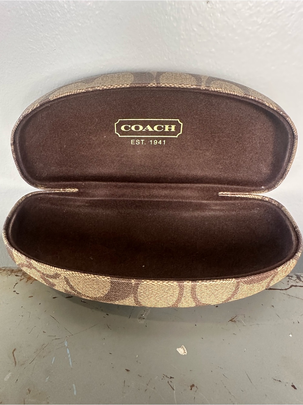 Coach Brown Signature Pattern Glasses Case
